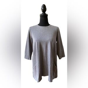 Eileen Fisher: Gray Brushed Top with Pockets